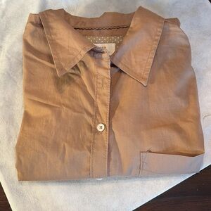 Anthropologie Maeve Button Down Long Sleeve Split hem Shirt